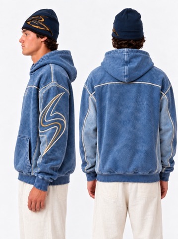 Breakwater Blue Hoodie side and back design